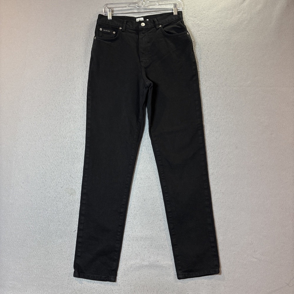 Calvin Klein Black High Rise Tapered Jeans Women's Size 10 Dark Wash Denim Y2K